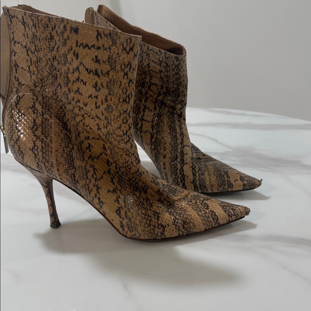 Jimmy Choo Brown Snakeskin Heeled Boots